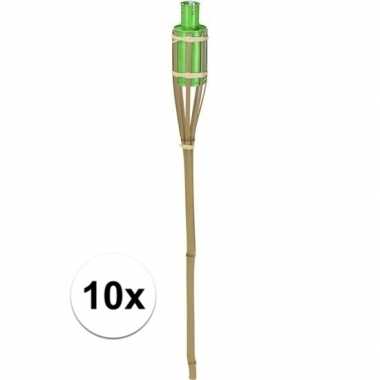10x bamboe tuinfakkel groen 65 cm