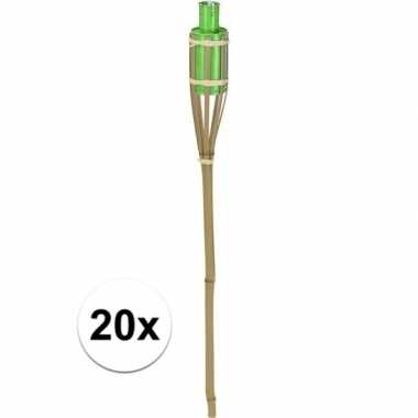 20x bamboe tuinfakkel groen 65 cm