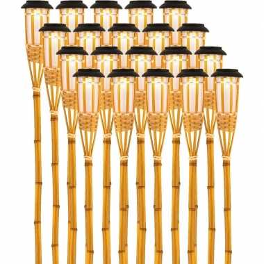 20x buiten/tuin led fakkels bodi solar verlichting 520 cm vlam