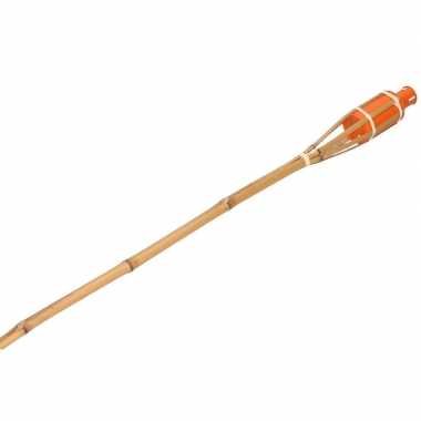 2x bamboe tuinfakkels oranje 90 cm
