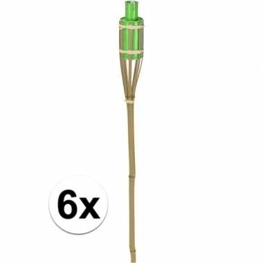 6x bamboe tuinfakkel groen 65 cm