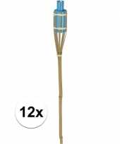 12x bamboe tuinfakkel blauw 65 cm