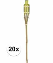 20x bamboe tuinfakkel geel 65 cm