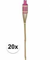 20x bamboe tuinfakkel roze 65 cm