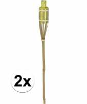 2x bamboe tuinfakkel geel 65 cm