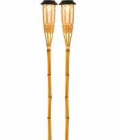 2x buiten tuin led fakkels bodi solar verlichting 54 cm vlam