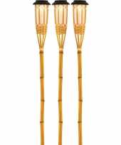 3x buiten tuin led fakkels bodi solar verlichting 54 cm vlam