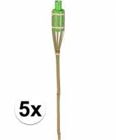 5x bamboe tuinfakkel groen 65 cm