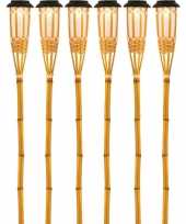 6x buiten tuin led fakkels bodi solar verlichting 56 cm vlam