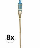 8x bamboe tuinfakkel blauw 65 cm