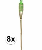 8x bamboe tuinfakkel groen 65 cm