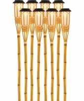 8x buiten tuin led fakkels bodi solar verlichting 58 cm vlam